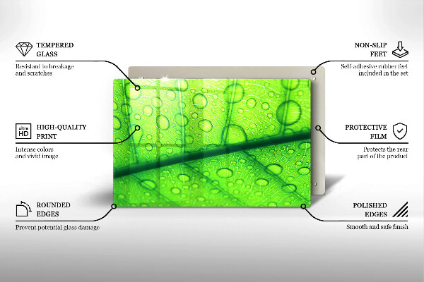 Sklenený kryt za sporák Detailný záber na list