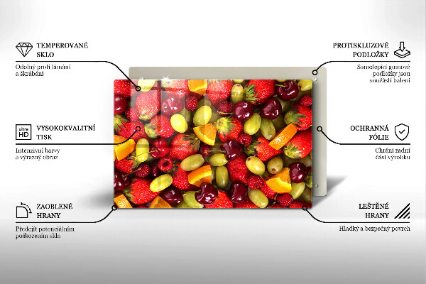 Sklenený kryt za sporák Letné ovocie