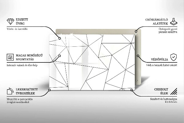 Sklenený kryt za sporák Biele trojuholníky