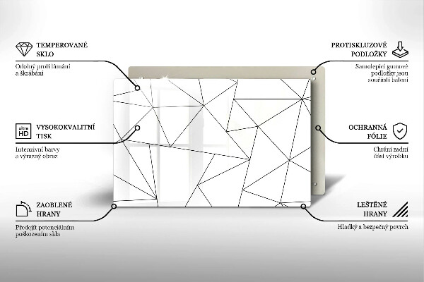 Sklenený kryt za sporák Biele trojuholníky
