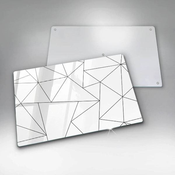 Sklenený kryt za sporák Biele trojuholníky