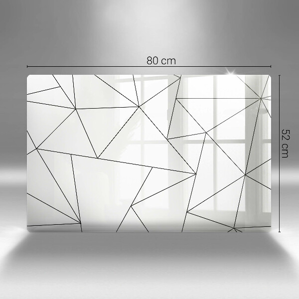 Sklenený kryt za sporák Biele trojuholníky