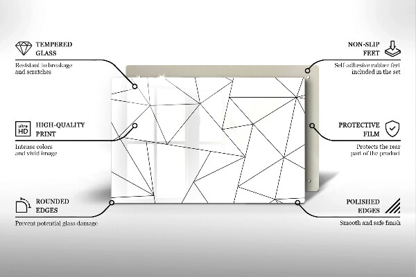 Sklenený kryt za sporák Biele trojuholníky