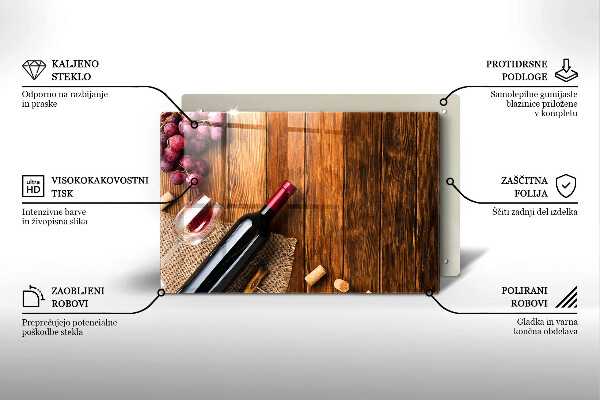Tvrdené sklo za varnú dosku Fľaša červeného vína