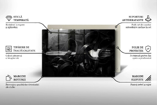 Tvrdené sklo za varnú dosku Čierne cestoviny Tagliatelle