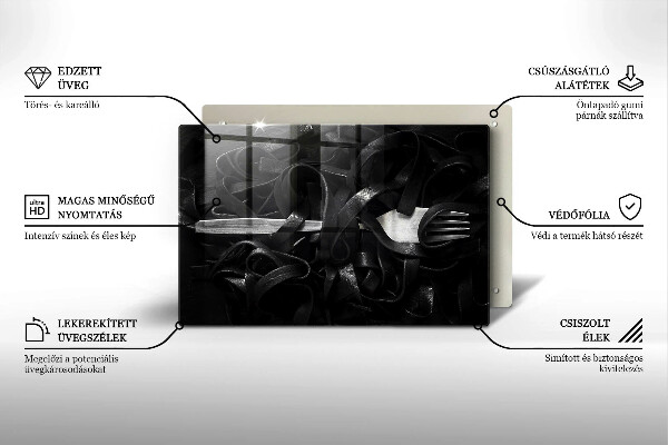 Tvrdené sklo za varnú dosku Čierne cestoviny Tagliatelle