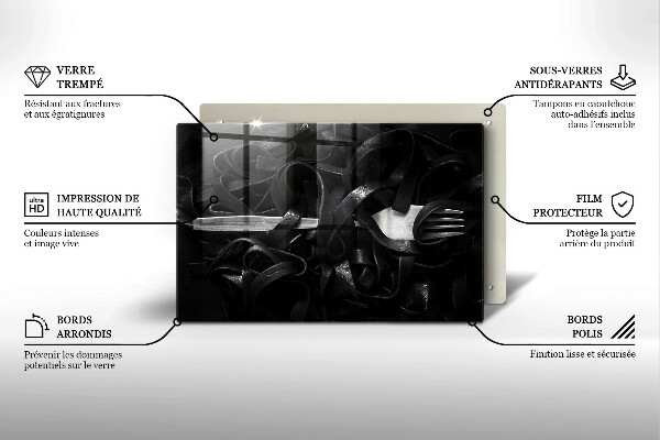 Tvrdené sklo za varnú dosku Čierne cestoviny Tagliatelle