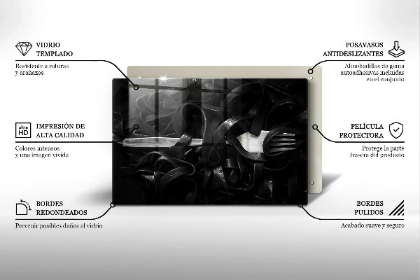 Tvrdené sklo za varnú dosku Čierne cestoviny Tagliatelle