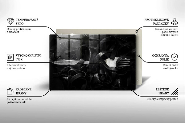 Tvrdené sklo za varnú dosku Čierne cestoviny Tagliatelle