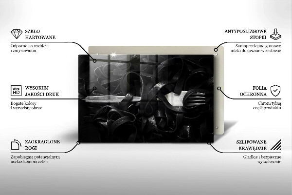 Tvrdené sklo za varnú dosku Čierne cestoviny Tagliatelle