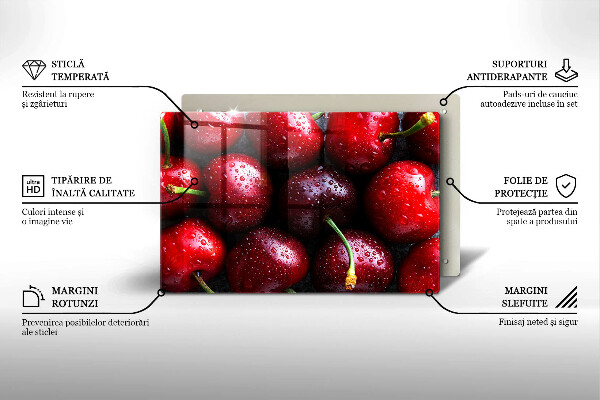 Tvrdené sklo za varnú dosku Detailný záber na čerešne