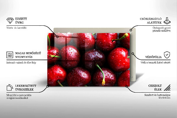 Tvrdené sklo za varnú dosku Detailný záber na čerešne