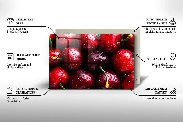 Tvrdené sklo za varnú dosku Detailný záber na čerešne