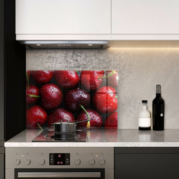 Tvrdené sklo za varnú dosku Detailný záber na čerešne