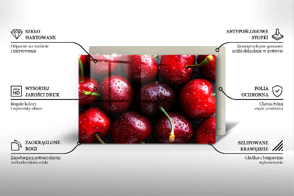 Tvrdené sklo za varnú dosku Detailný záber na čerešne