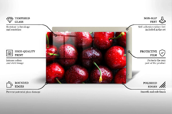 Tvrdené sklo za varnú dosku Detailný záber na čerešne