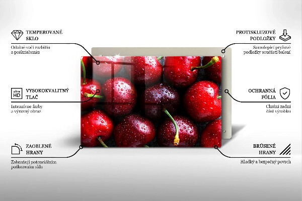 Tvrdené sklo za varnú dosku Detailný záber na čerešne