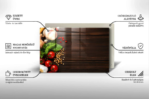 Tvrdené sklo za varnú dosku Zelenina na stole