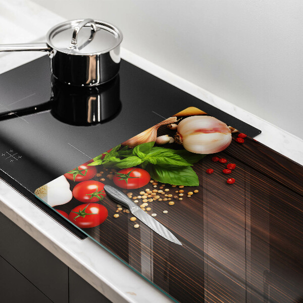 Tvrdené sklo za varnú dosku Zelenina na stole
