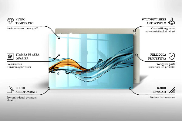 Tvrdené sklo za varnú dosku Voda na modrom pozadí