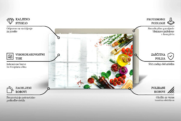 Tvrdené sklo za varnú dosku Zelenina a korenie