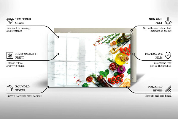 Tvrdené sklo za varnú dosku Zelenina a korenie