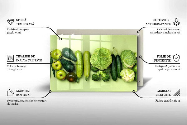 Tvrdené sklo za varnú dosku Zelené ovocie a zelenina