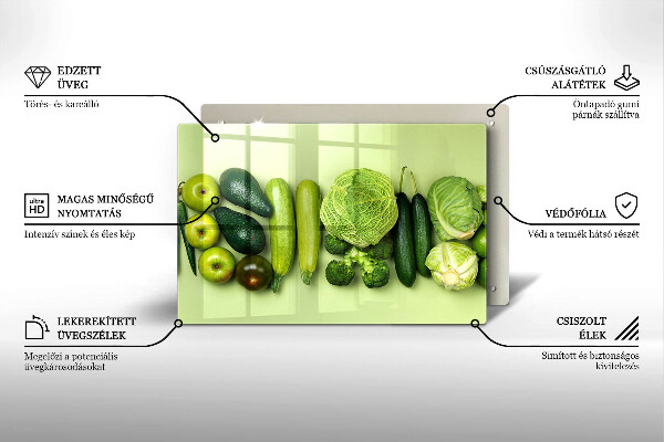 Tvrdené sklo za varnú dosku Zelené ovocie a zelenina
