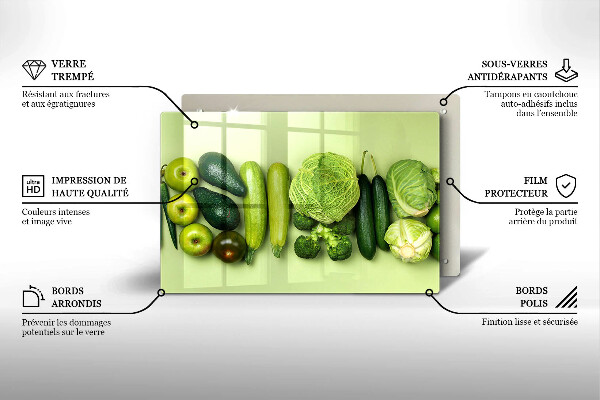 Tvrdené sklo za varnú dosku Zelené ovocie a zelenina