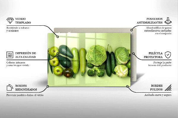 Tvrdené sklo za varnú dosku Zelené ovocie a zelenina