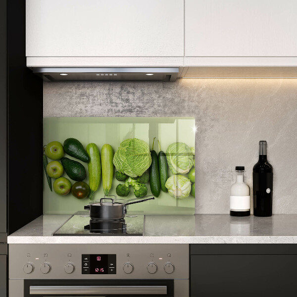 Tvrdené sklo za varnú dosku Zelené ovocie a zelenina