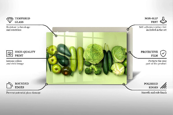 Tvrdené sklo za varnú dosku Zelené ovocie a zelenina