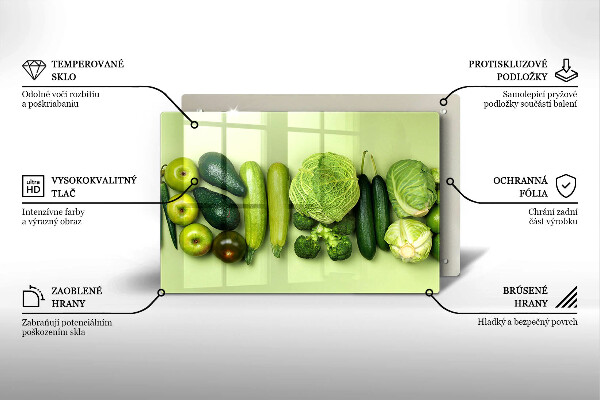 Tvrdené sklo za varnú dosku Zelené ovocie a zelenina