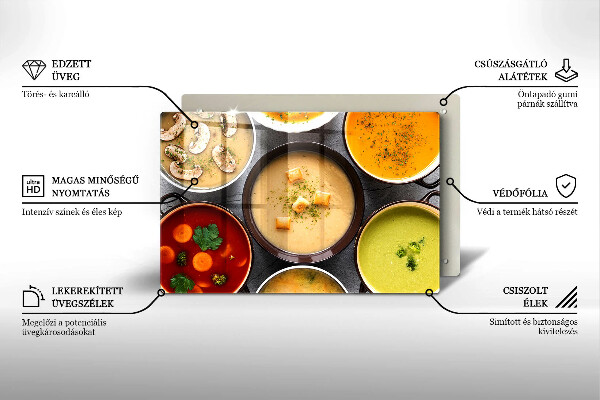 Tvrdené sklo za varnú dosku Farebné polievky