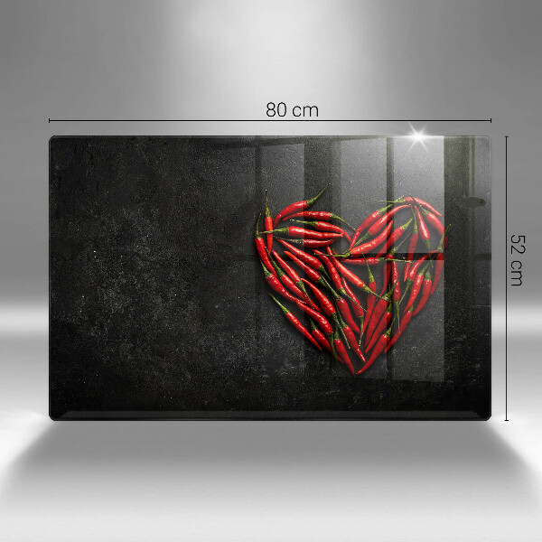Kalené sklo za sporák Srdce z chilli papričky