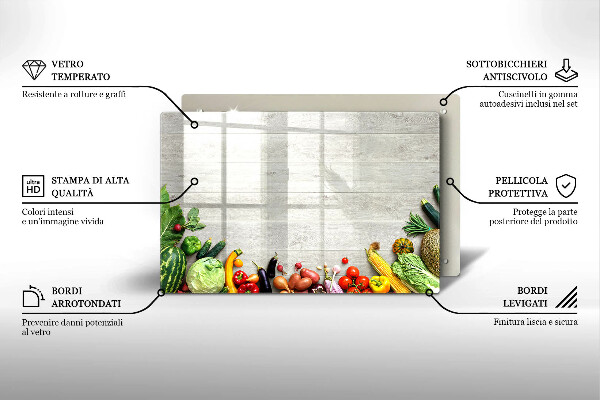 Kalené sklo za sporák Zelenina na kryte