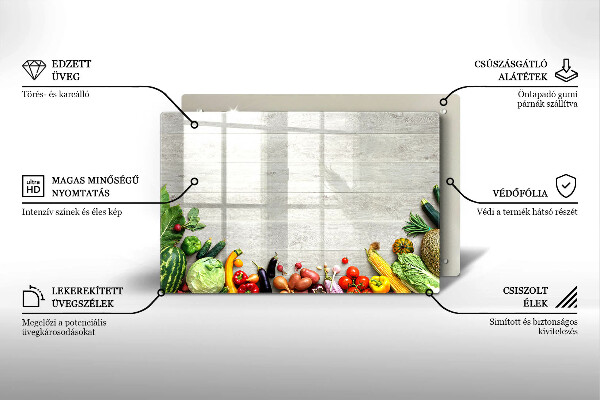 Kalené sklo za sporák Zelenina na kryte