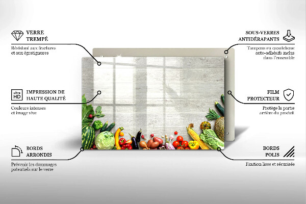 Kalené sklo za sporák Zelenina na kryte