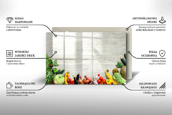 Kalené sklo za sporák Zelenina na kryte