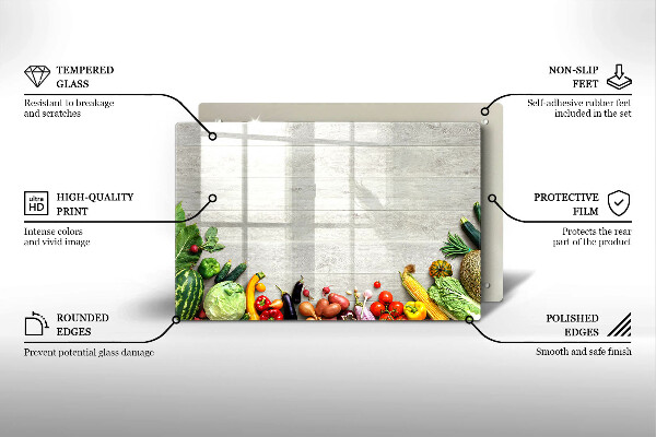 Kalené sklo za sporák Zelenina na kryte
