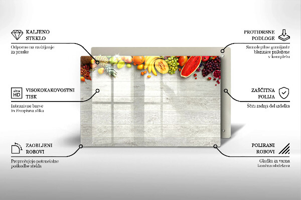 Kalené sklo za sporák Ovocie na obaloch