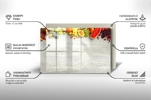 Kalené sklo za sporák Ovocie na obaloch