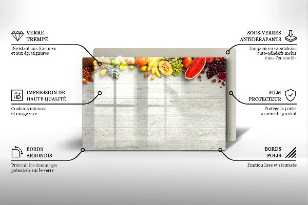 Kalené sklo za sporák Ovocie na obaloch