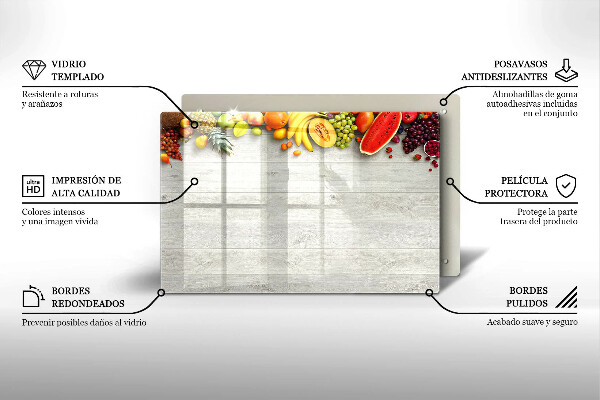 Kalené sklo za sporák Ovocie na obaloch