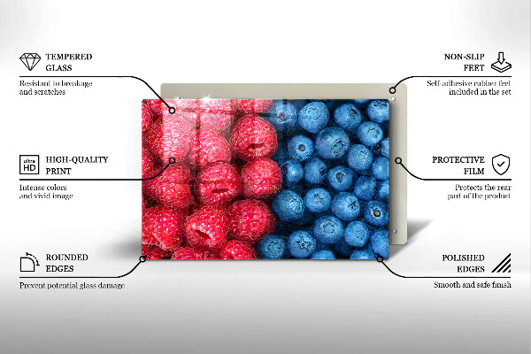 Krycia doska na sporák Plody maliny a čučoriedky