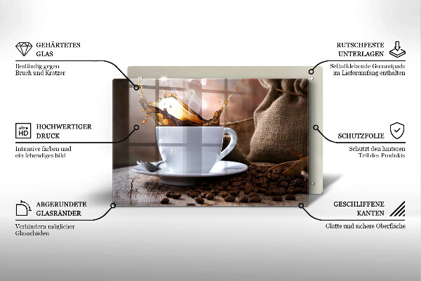 Sklo za varnú dosku Šálka a kávové zrná