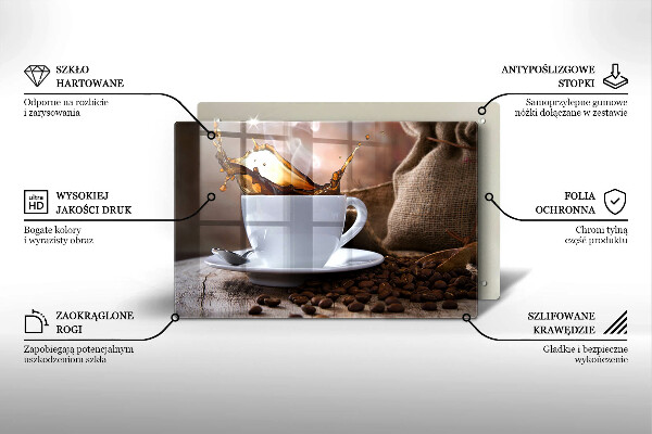 Sklo za varnú dosku Šálka a kávové zrná