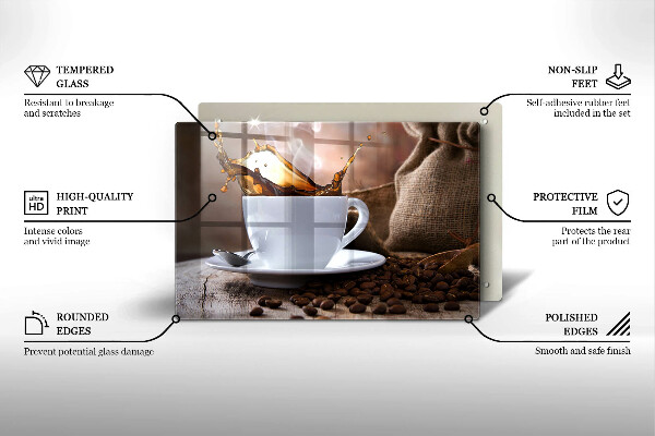 Sklo za varnú dosku Šálka a kávové zrná