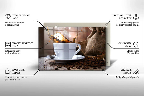 Sklo za varnú dosku Šálka a kávové zrná
