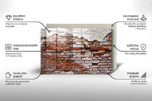 Sklo za varnú dosku Stará tehlová a betónová stena
